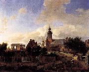 Jan van der Heyden Street before Haarlem Tower Sweden oil painting artist